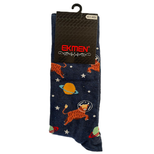 جوراب اکمن ساق بلند مردانه طرح گاو فضانورد